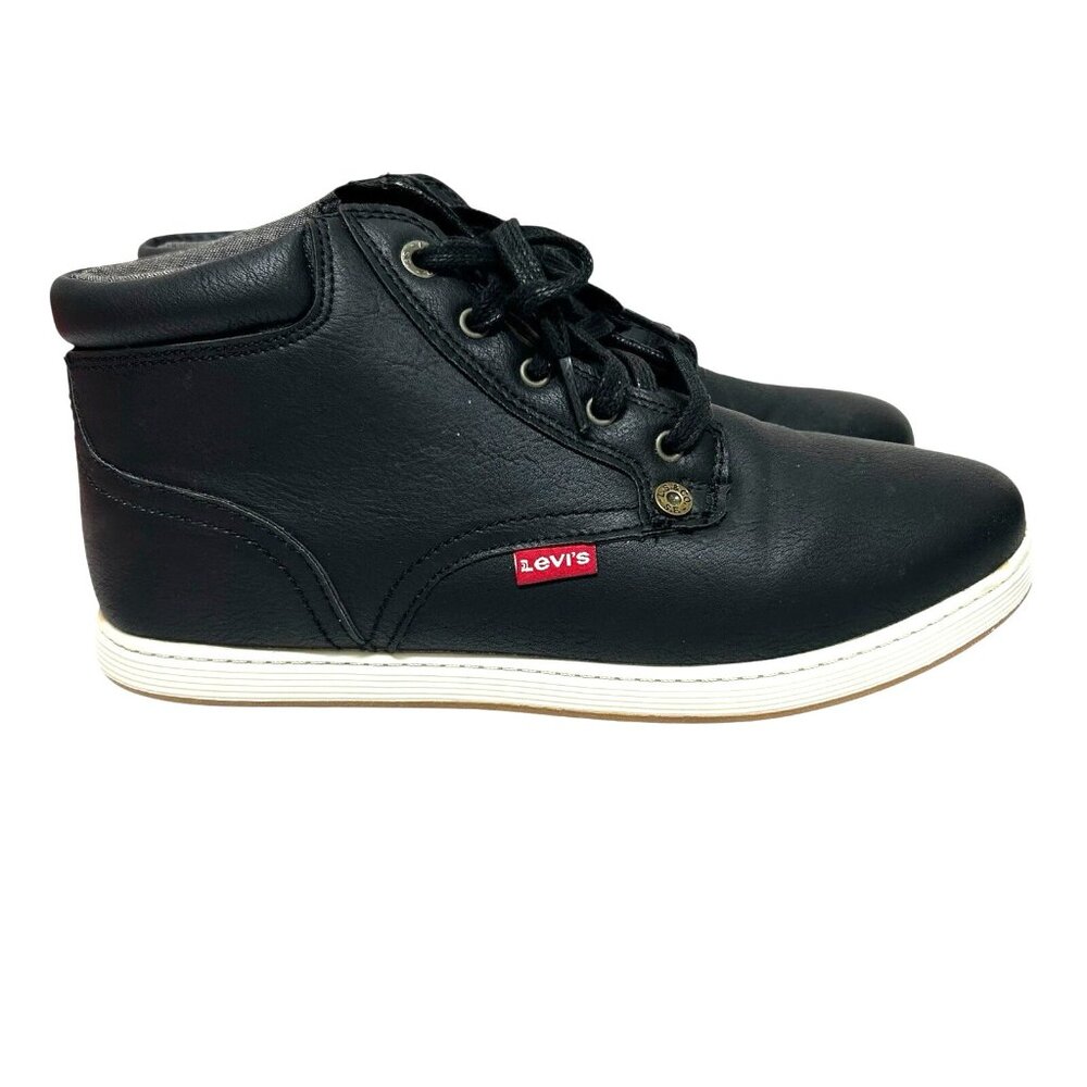 LEVI'S Faux Leather Denim insole Casual Sneakers Shoes Youth Kids 5 Black Preppy